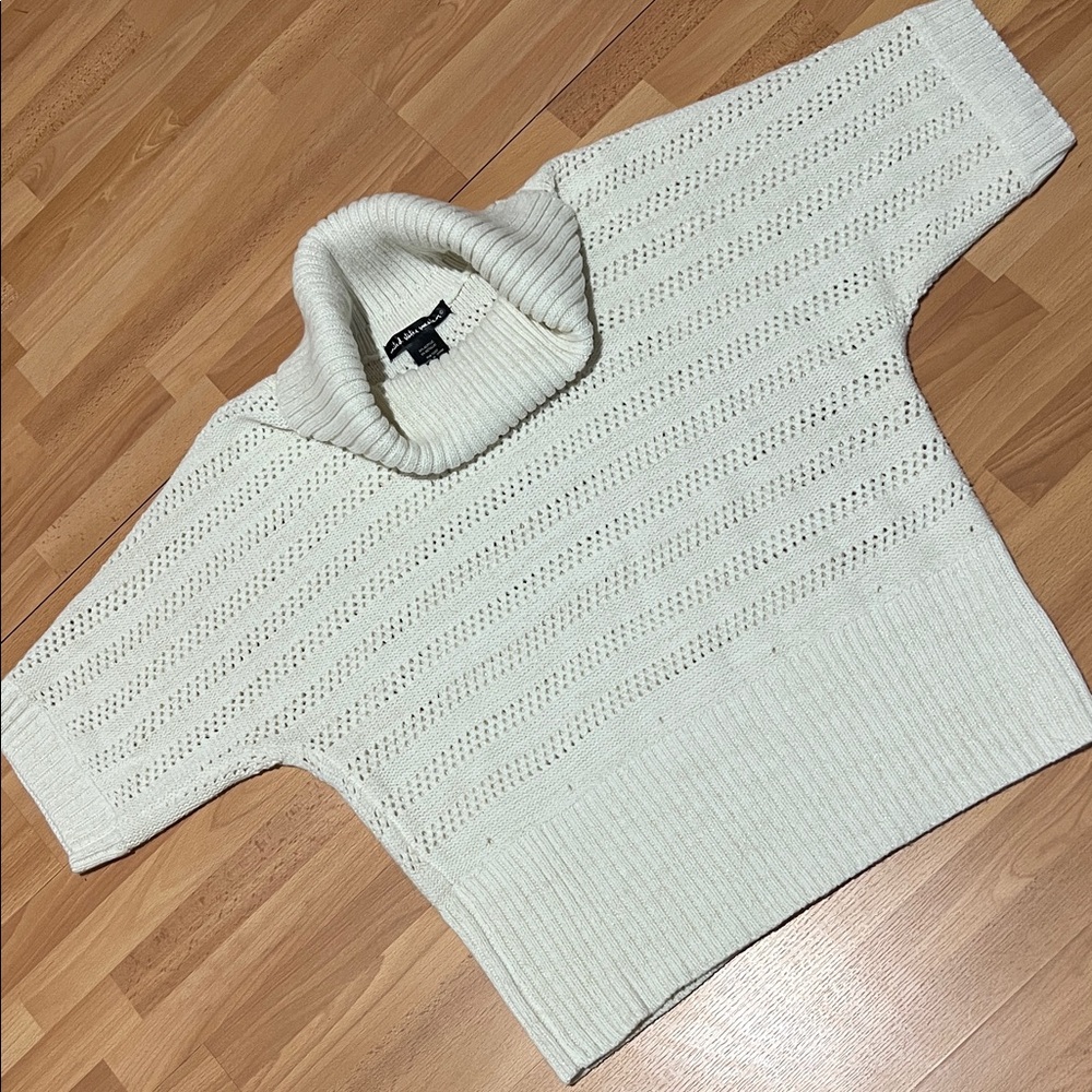 Women’s Cozy White Sparkle Knit Cowl Neck Sweater Sz.XL